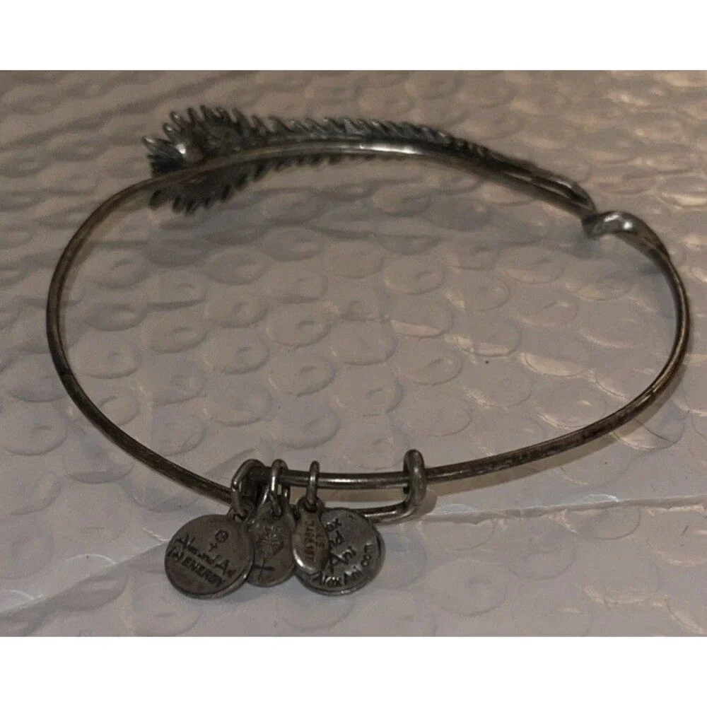 Alex and Ani Quill Feather Gold Expandable Bangle Bracelet